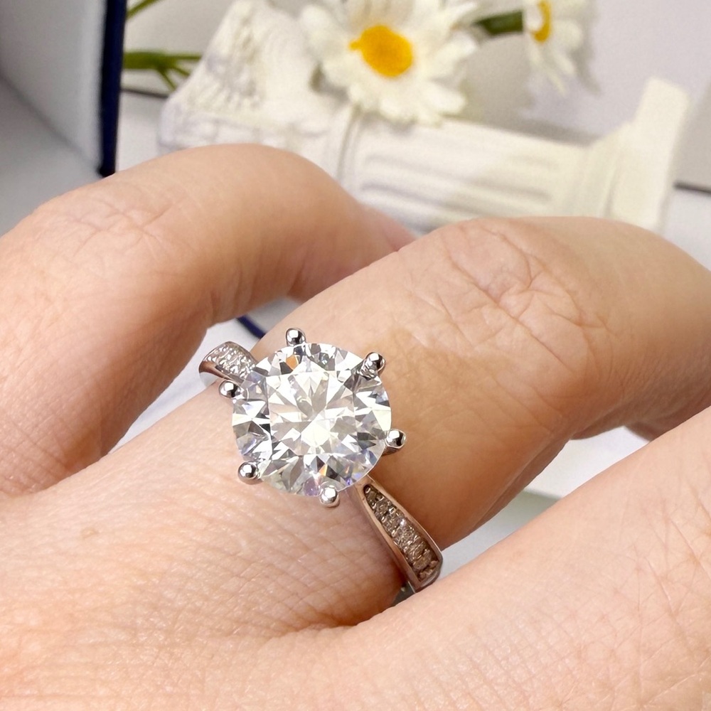 Sale-Moissanite Diamond Ring-3ct Solitaire Statem… - image 4